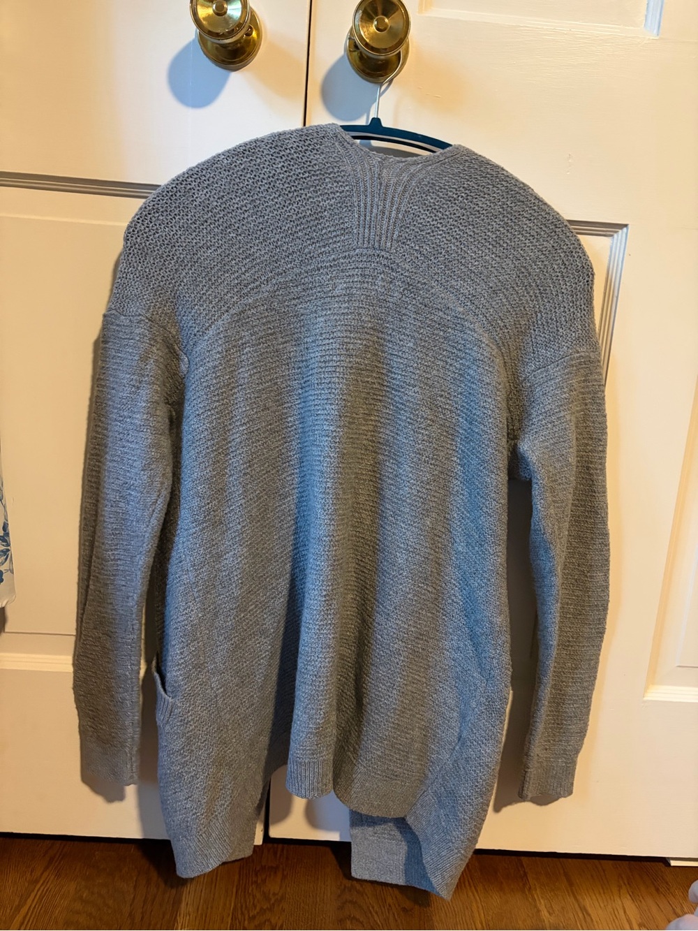 LOFT Gray Open Front Ribbed Cardigan - Picture 2 of 5